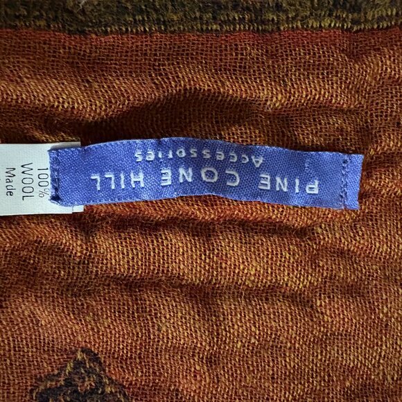 Pine Cone Hill reversible wool paisley jacquard oversize wrap in black & rust - Picture 11 of 11